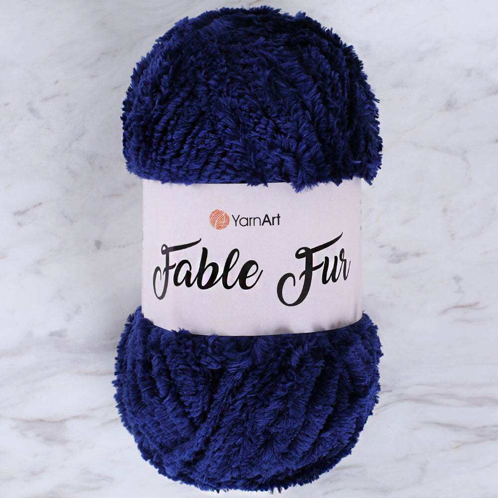 YarnArt Fable Fur Yarn- Navy Blue - 987