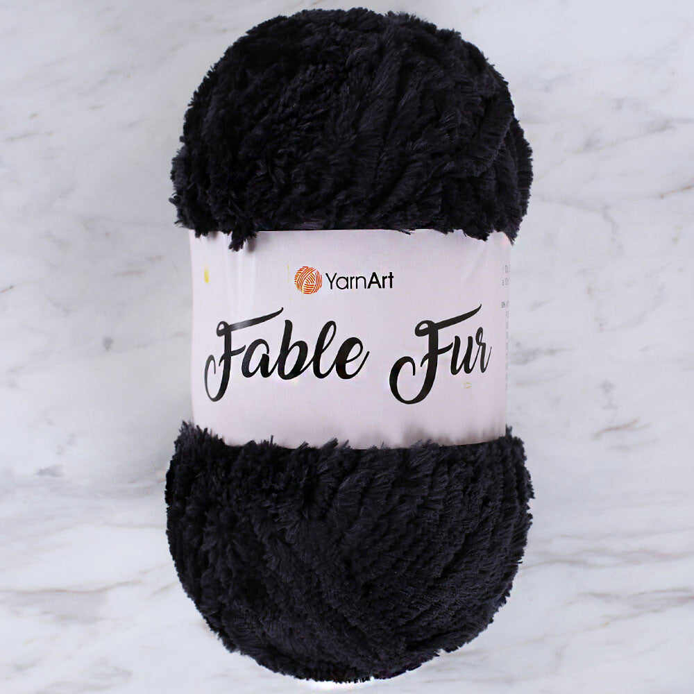 YarnArt Fable Fur Yarn- Black - 988