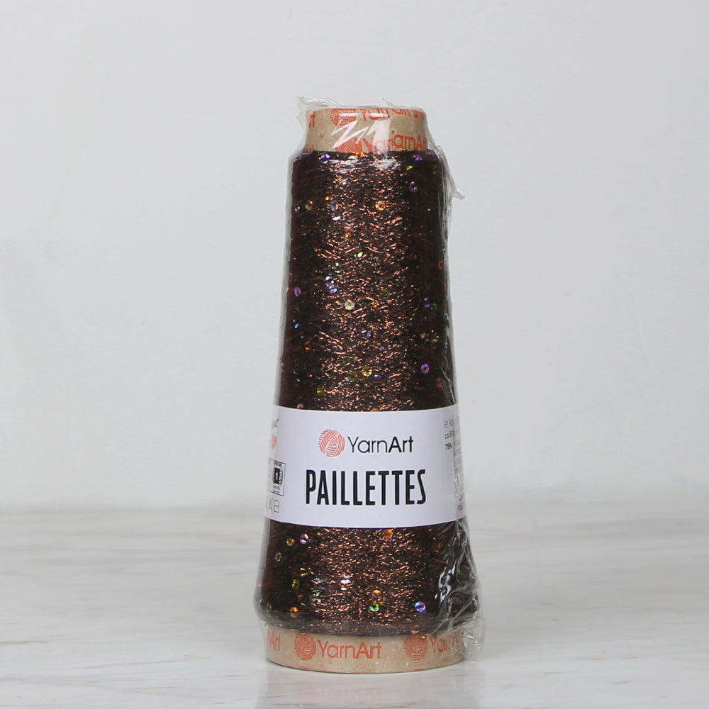 YarnArt Paillettes Sequined Hand Knitting Yarn Brown - 8007