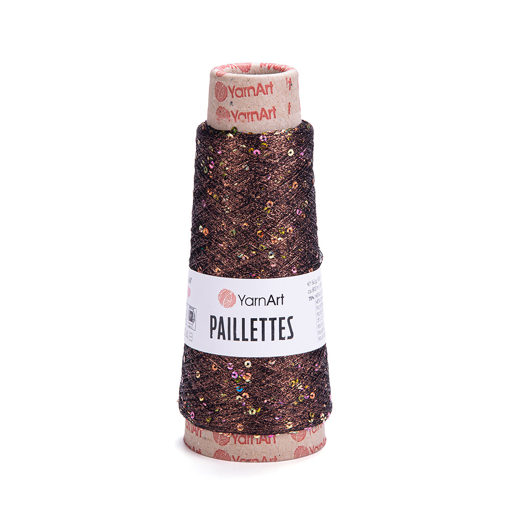 YarnArt Paillettes Sequined Hand Knitting Yarn Brown - 8007