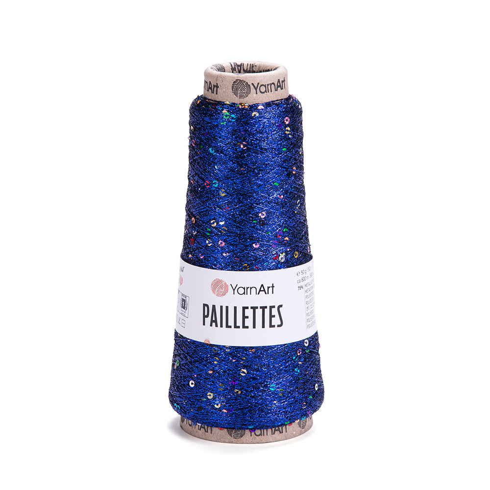 YarnArt Paillettes Sequined Hand Knitting Yarn Saks Blue - 8008