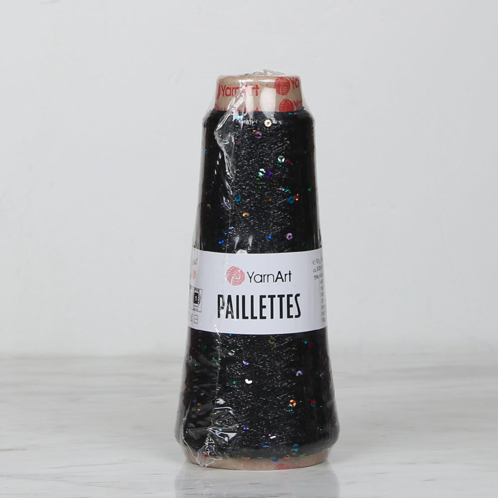 YarnArt Paillettes Sequined Hand Knitting Yarn Black - 8010