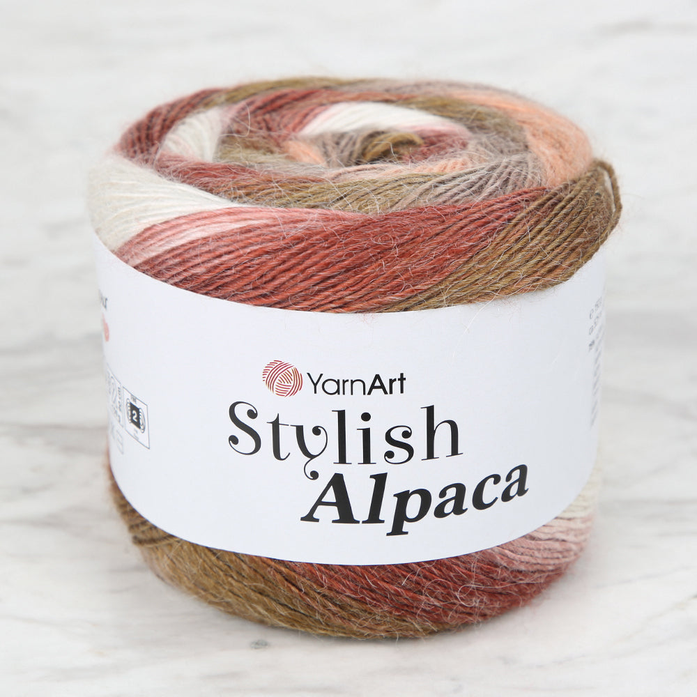 YarnArt Stylish Alpaca Hand Knitting Rope, Variegated - 7701