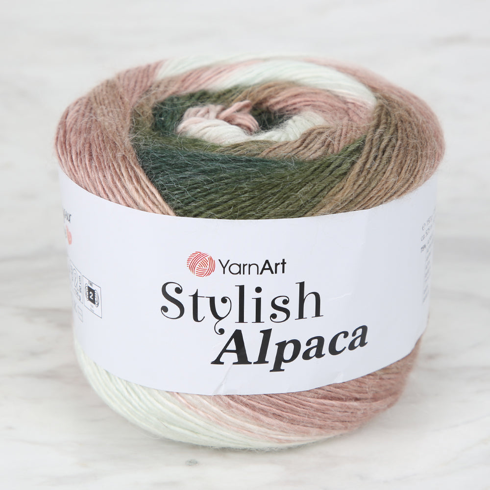 YarnArt Stylish Alpaca Hand Knitting Rope, Variegated - 7702