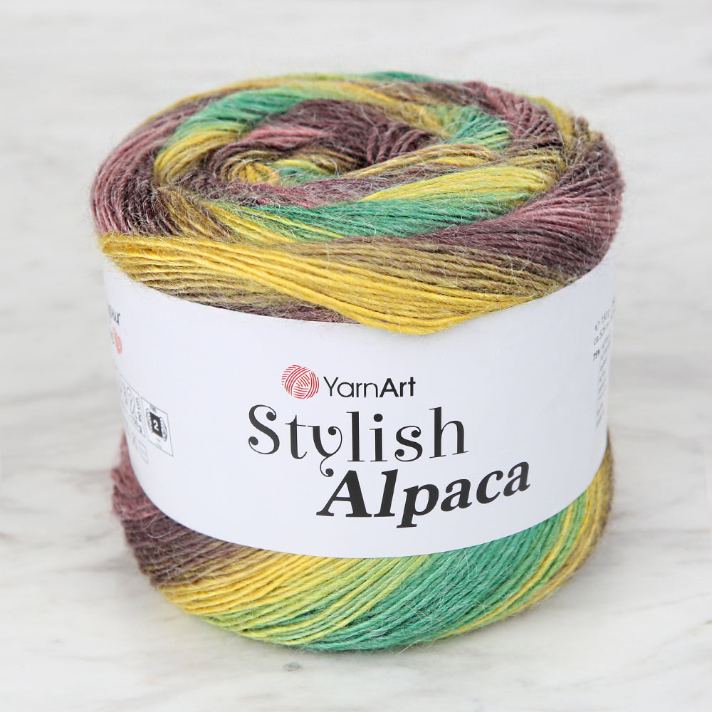 YarnArt Stylish Alpaca Hand Knitting Rope, Variegated - 7705