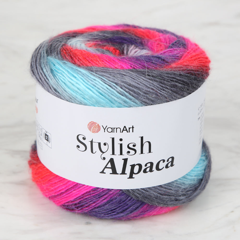 YarnArt Stylish Alpaca Hand Knitting Rope, Variegated - 7711