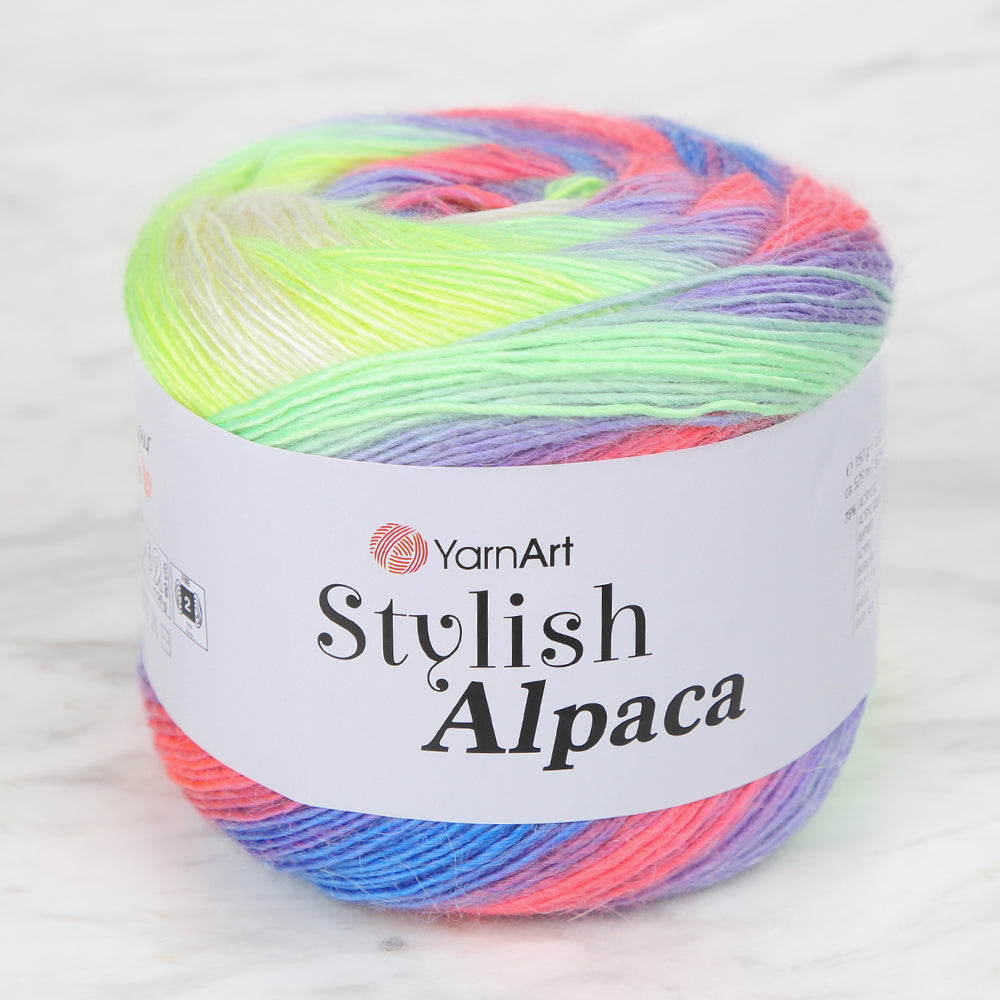 YarnArt Stylish Alpaca Hand Knitting Rope, Variegated - 7716