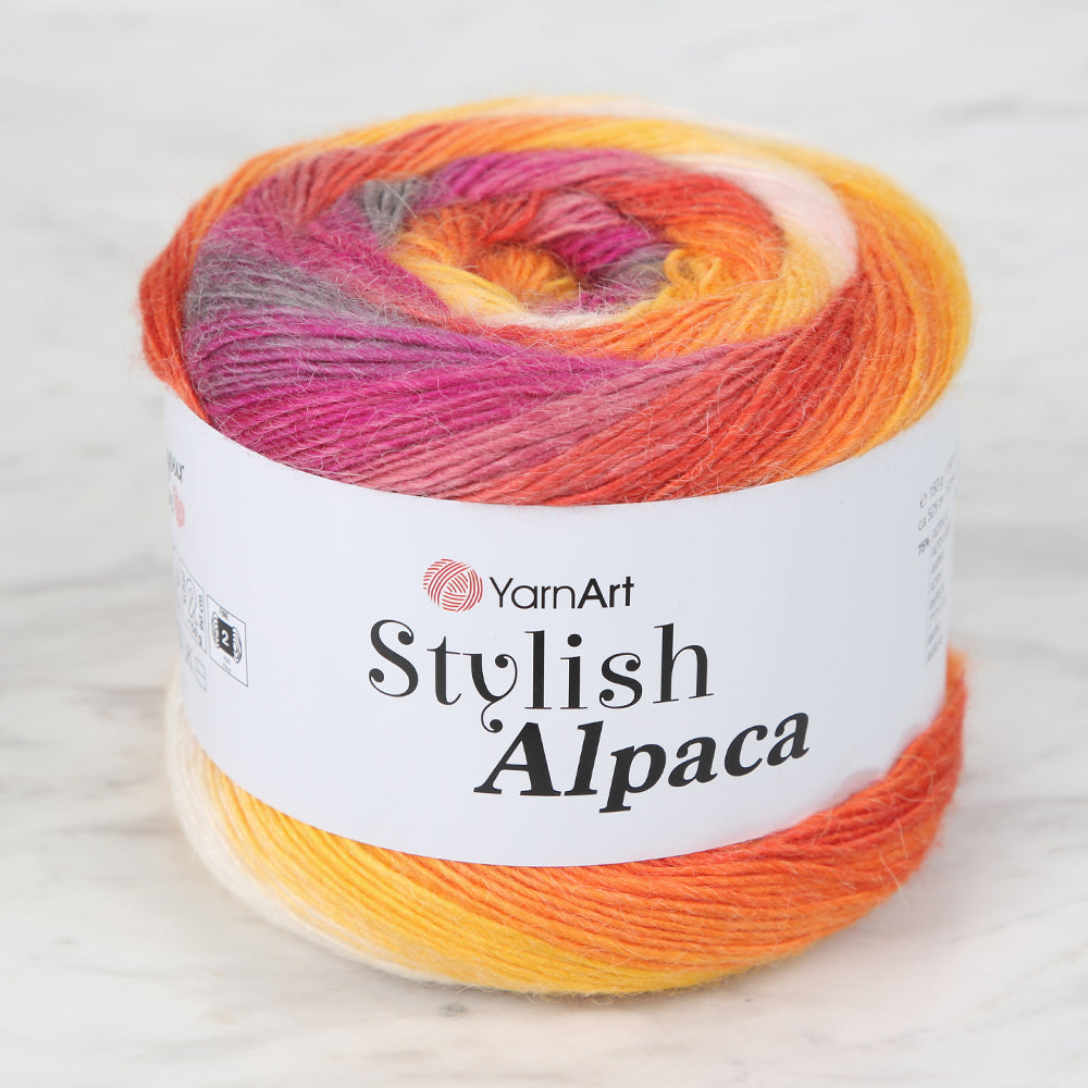 YarnArt Stylish Alpaca Hand Knitting Rope, Variegated - 7719