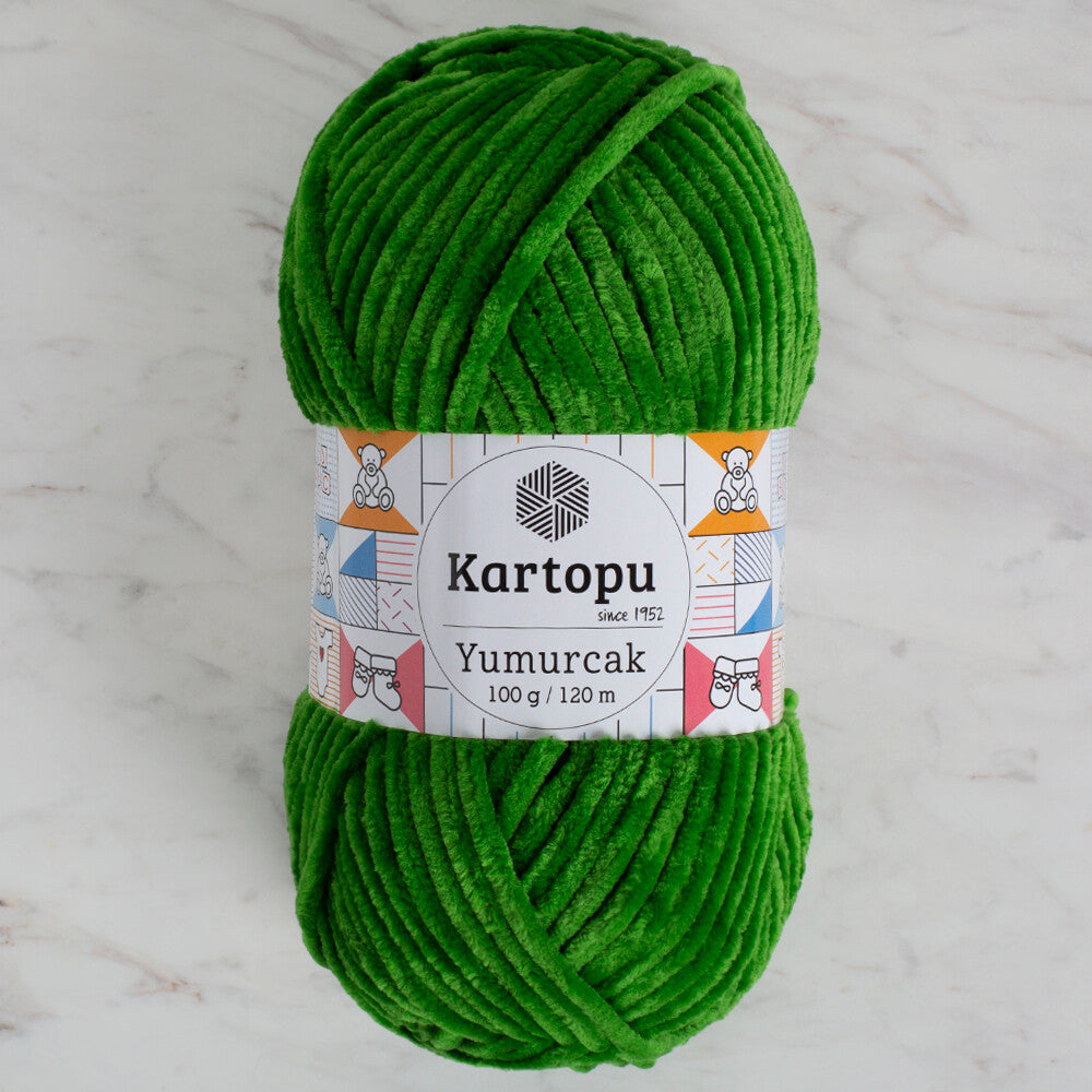 Kartopu Yumurcak Velvet Knitting Yarn, Green - K469