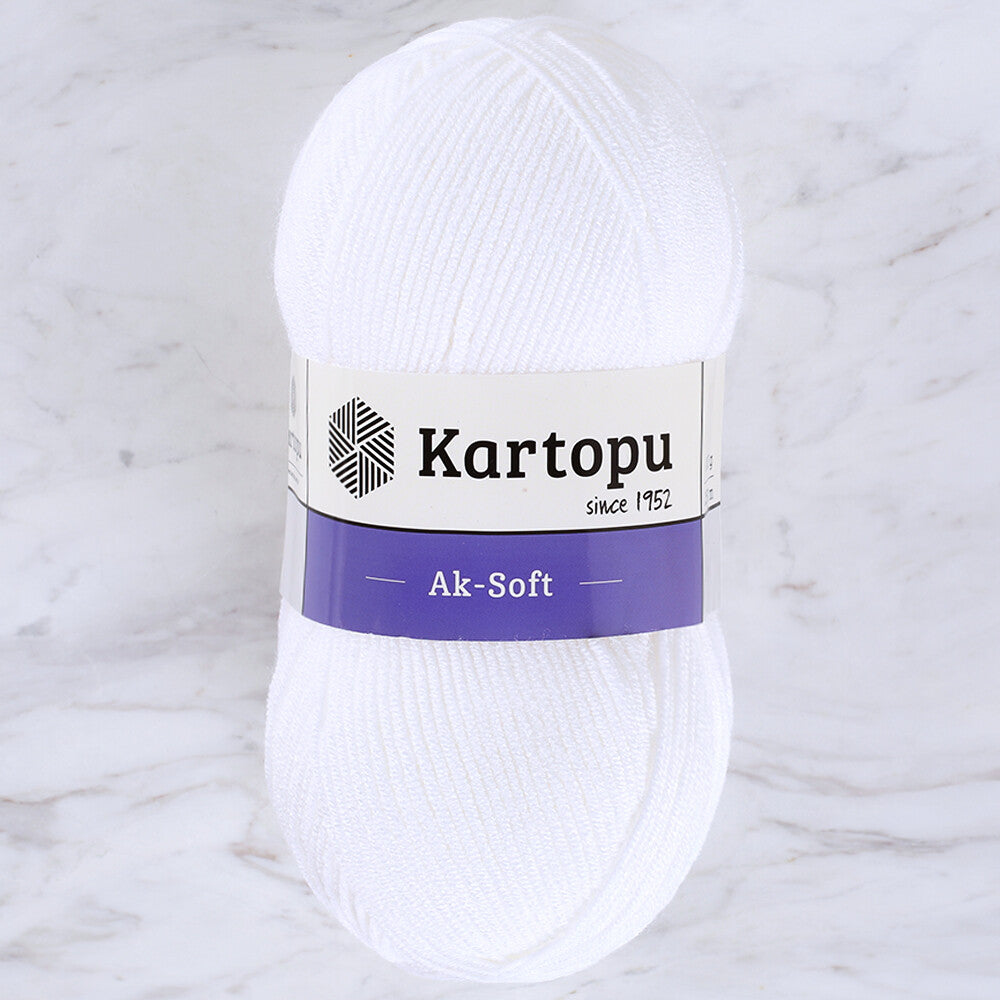 Kartopu Ak-Soft Knitting Yarn, White - K010