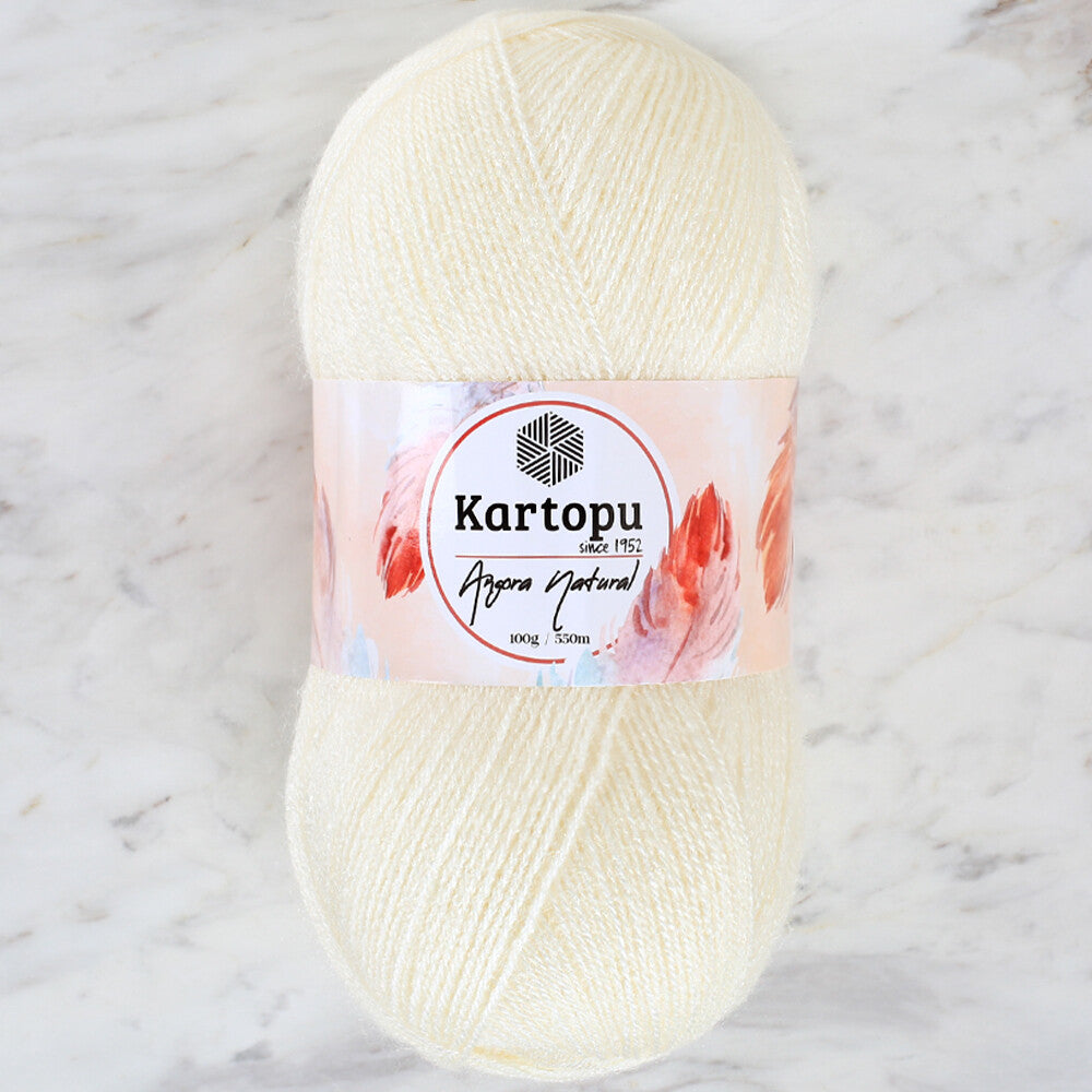 Kartopu Angora Natural Knitting Yarn,Cream - K013