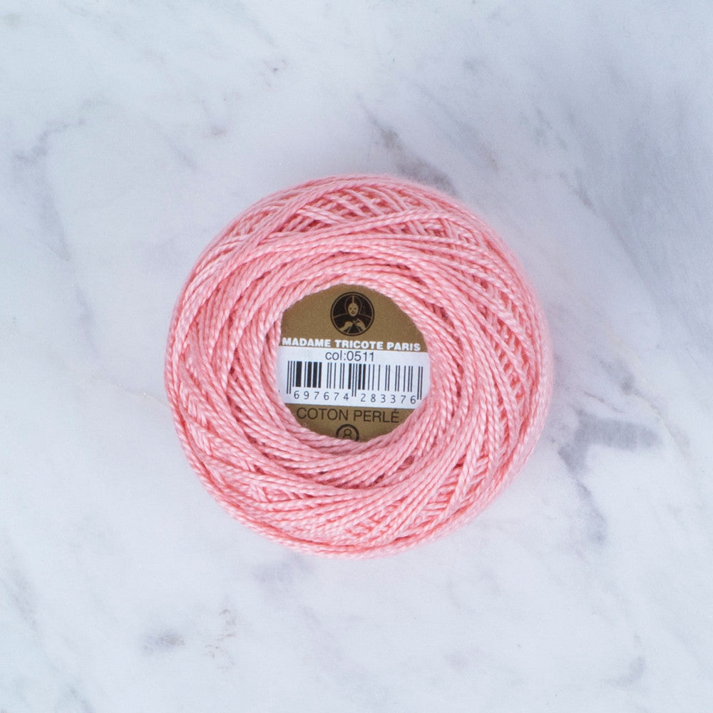 Madame Tricote Paris Koton Perle No: 8 Embroidery Thread, Pinkish Orange - 0511