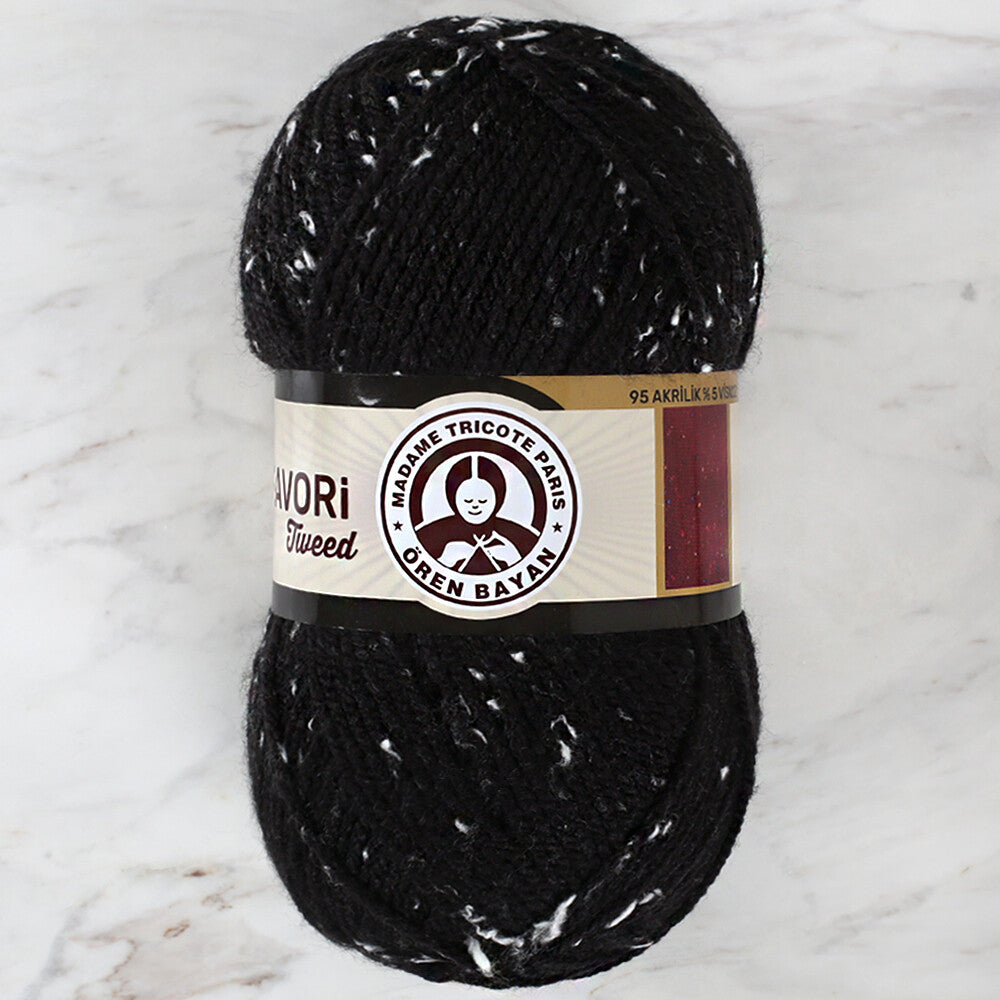 Madame Tricote Paris Favori Tweed Yarn, Black - 999D