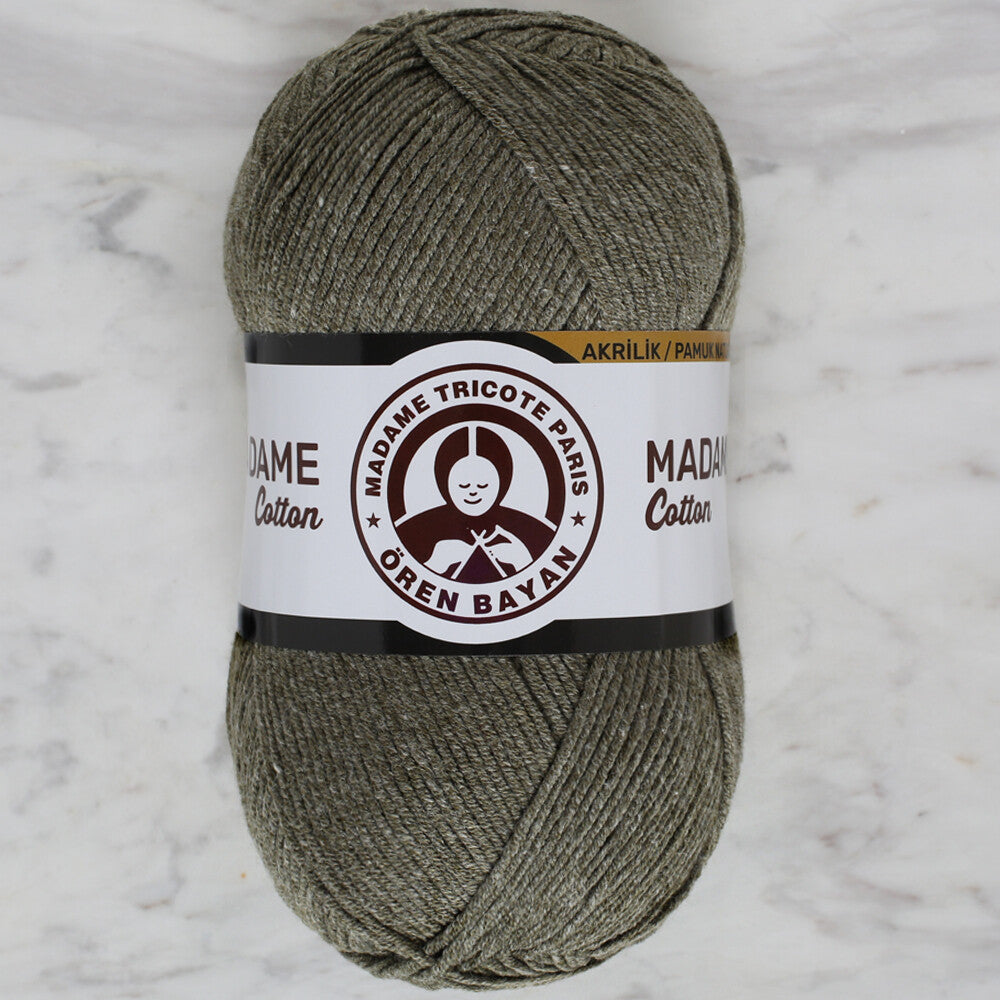 Madame Tricote Paris Madame Cotton Yarn, Khaki Green - 055