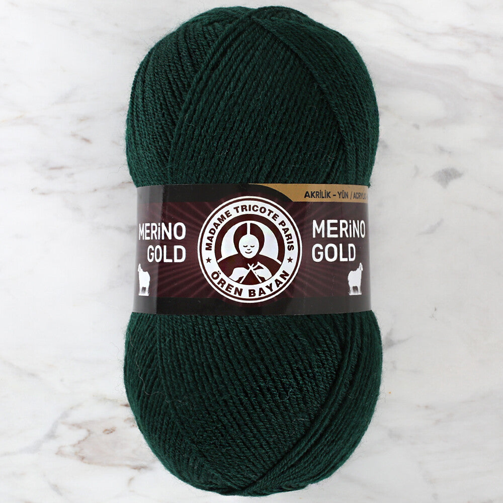 Madame Tricote Paris Merino Gold Yarn, Dark Green - 088