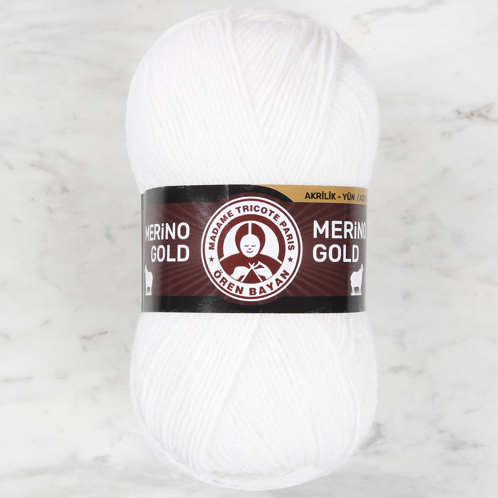 Madame Tricote Paris Merino Gold Knitting Yarn ,White - 100