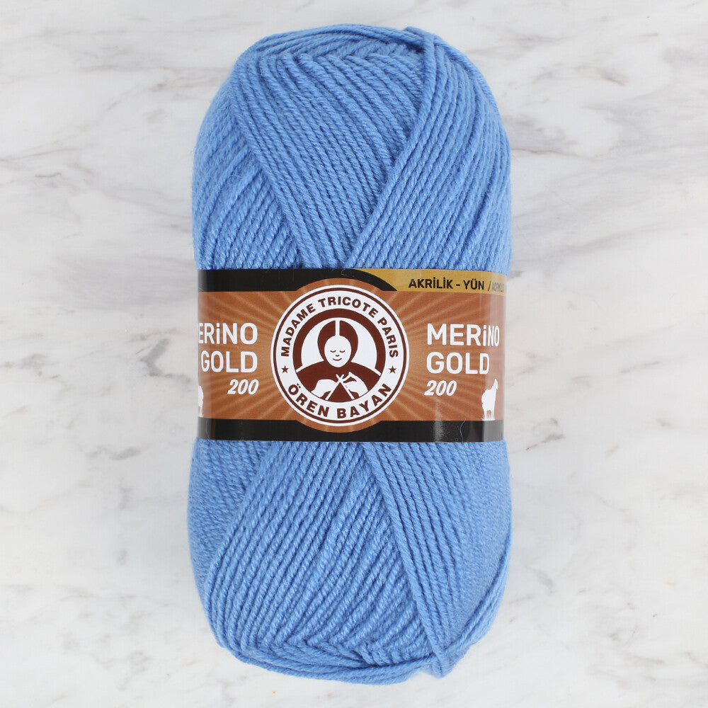  Madame Tricote Paris Merino Gold 200 Knitting Yarn, Blue - 200-015