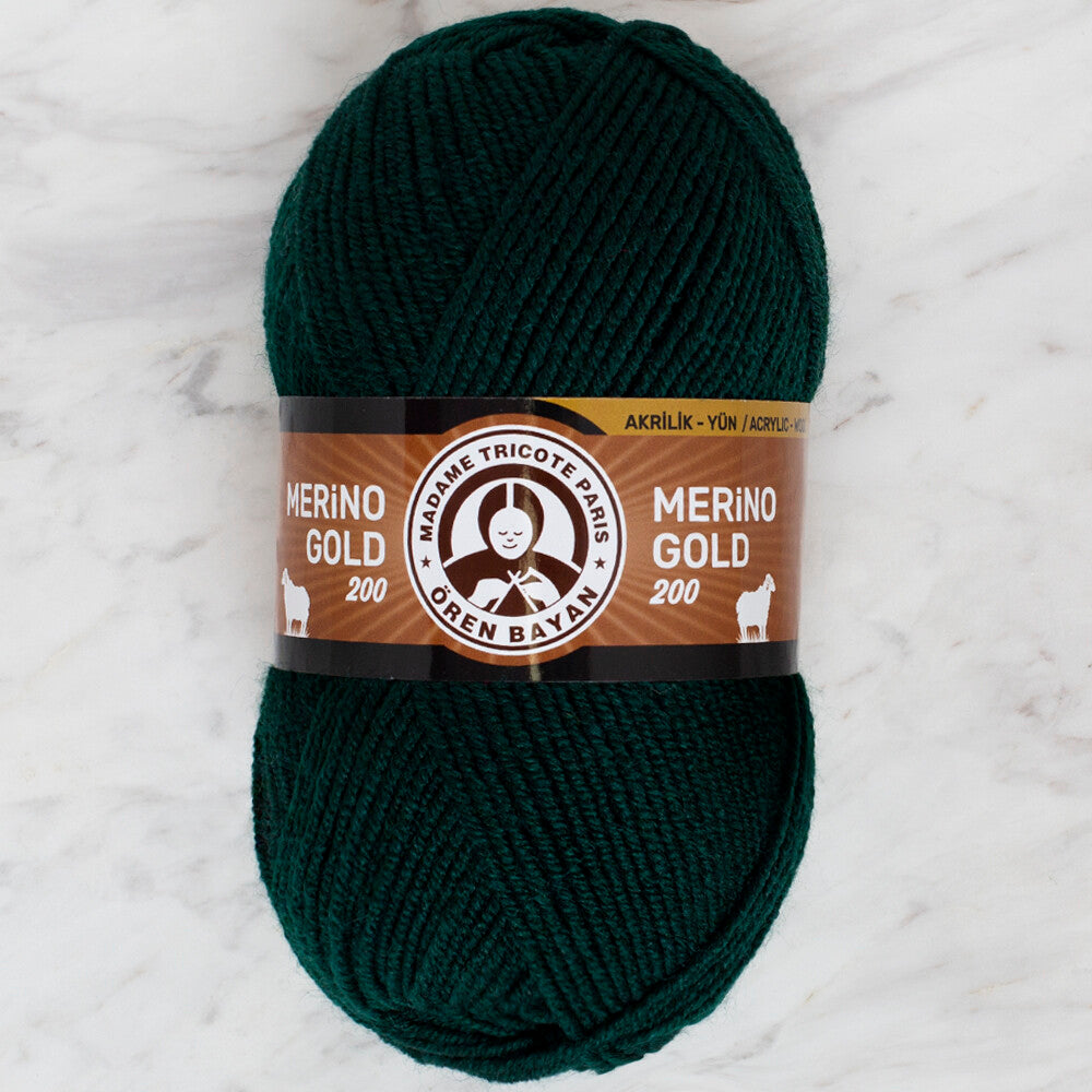 Madame Tricote Paris Merino Gold 200 Knitting Yarn, Dark Green  - 088