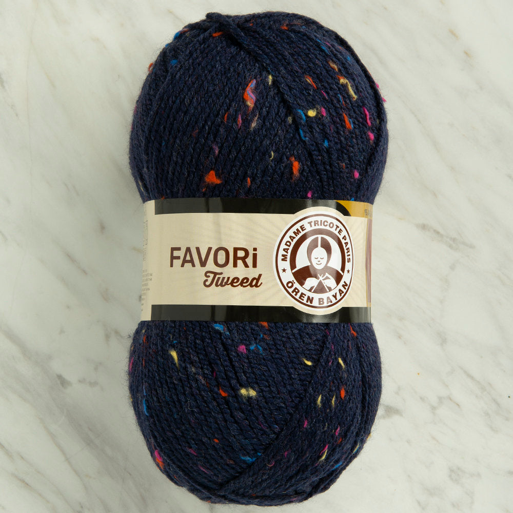 Madame Tricote Paris Favori Tweed, Navy - 019A