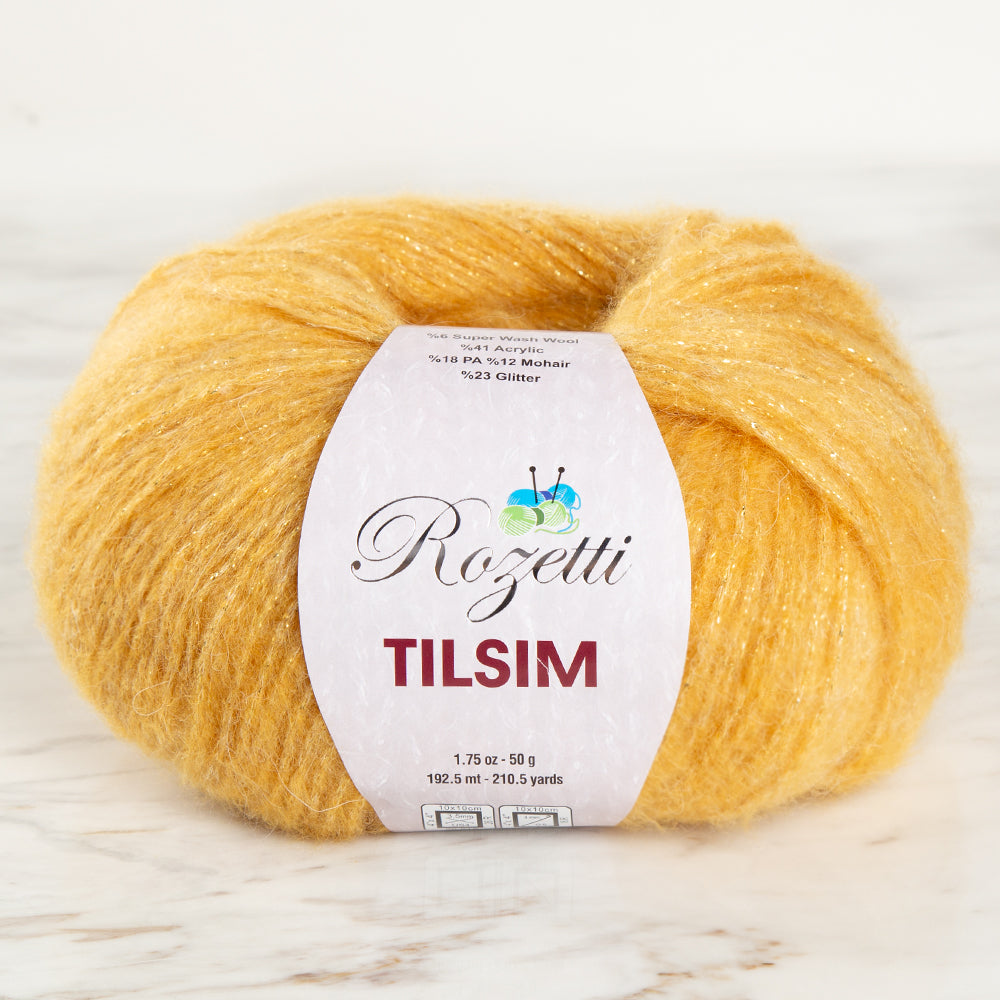Rozetti Tılsım Glittery Hand Knitting Yarn Mustard - 362-02