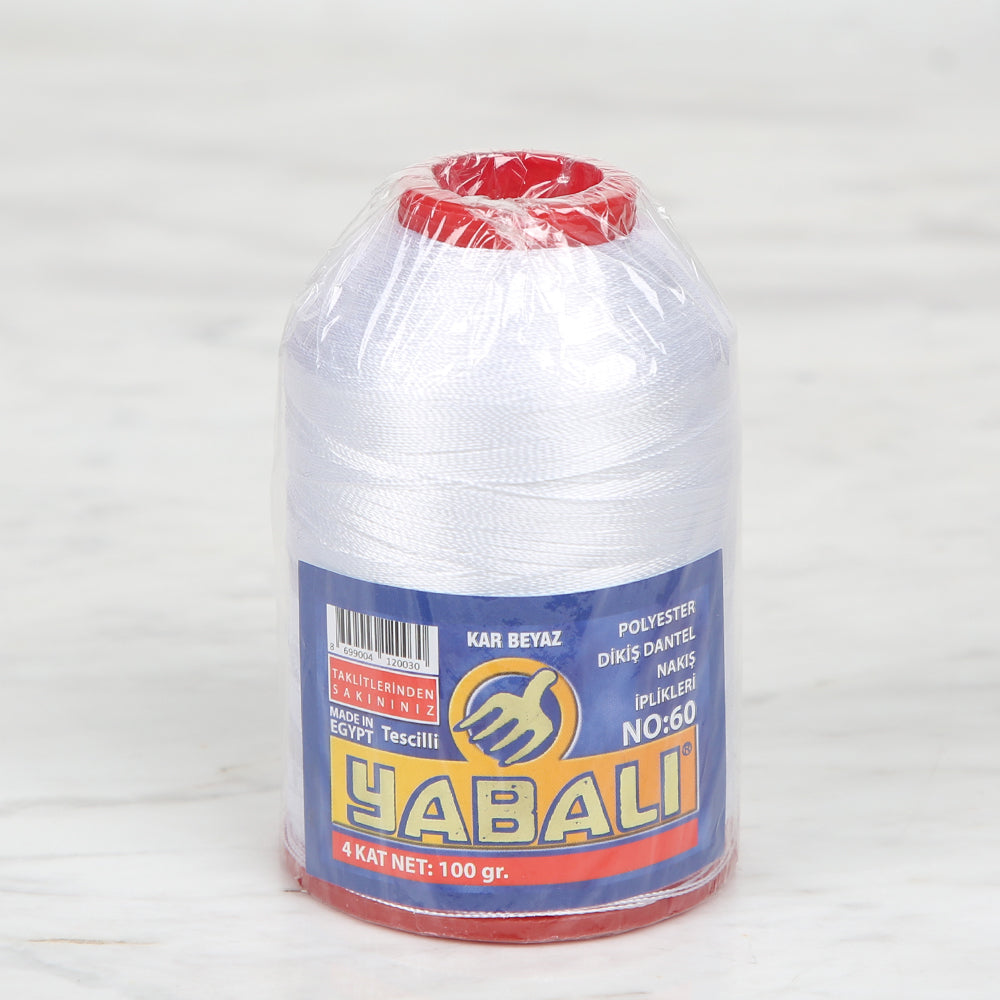 Yabalı 100 gr No:60 Polyester Yarn,  Snow White