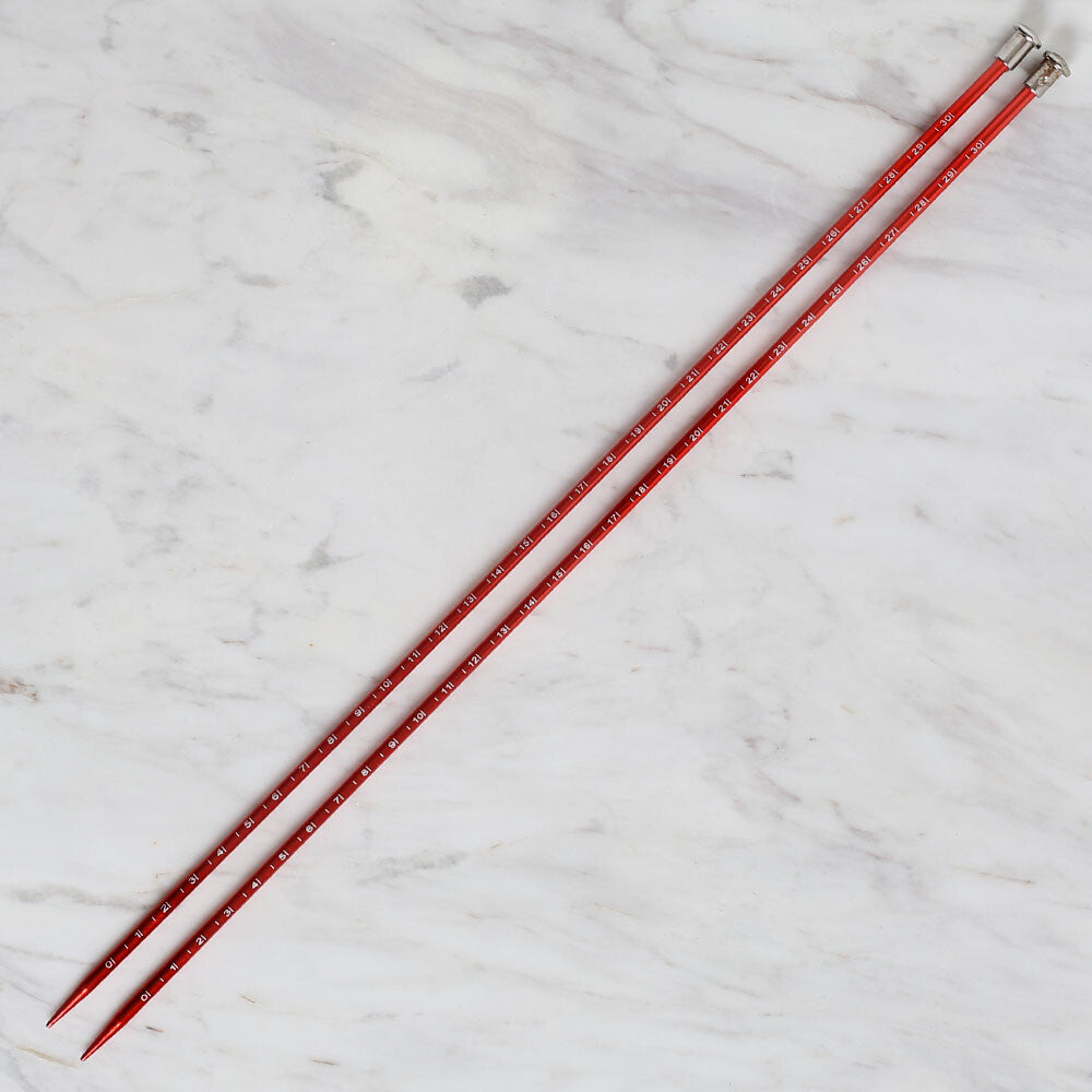 Yabalı 4mm 35 cm Knitting Needle with Measure, Red - YBL-347