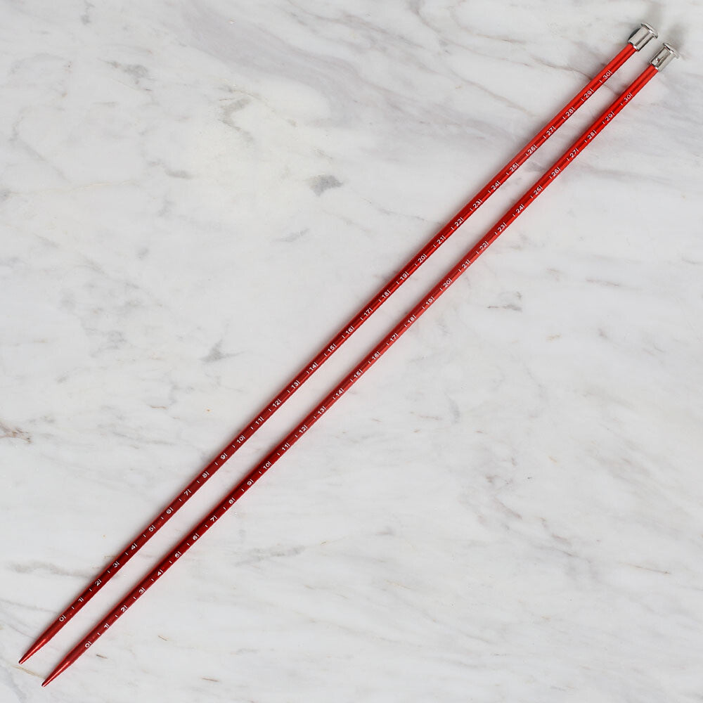 Yabalı 4.5mm 35 cm Knitting Needle with Measure, Red - YBL-347
