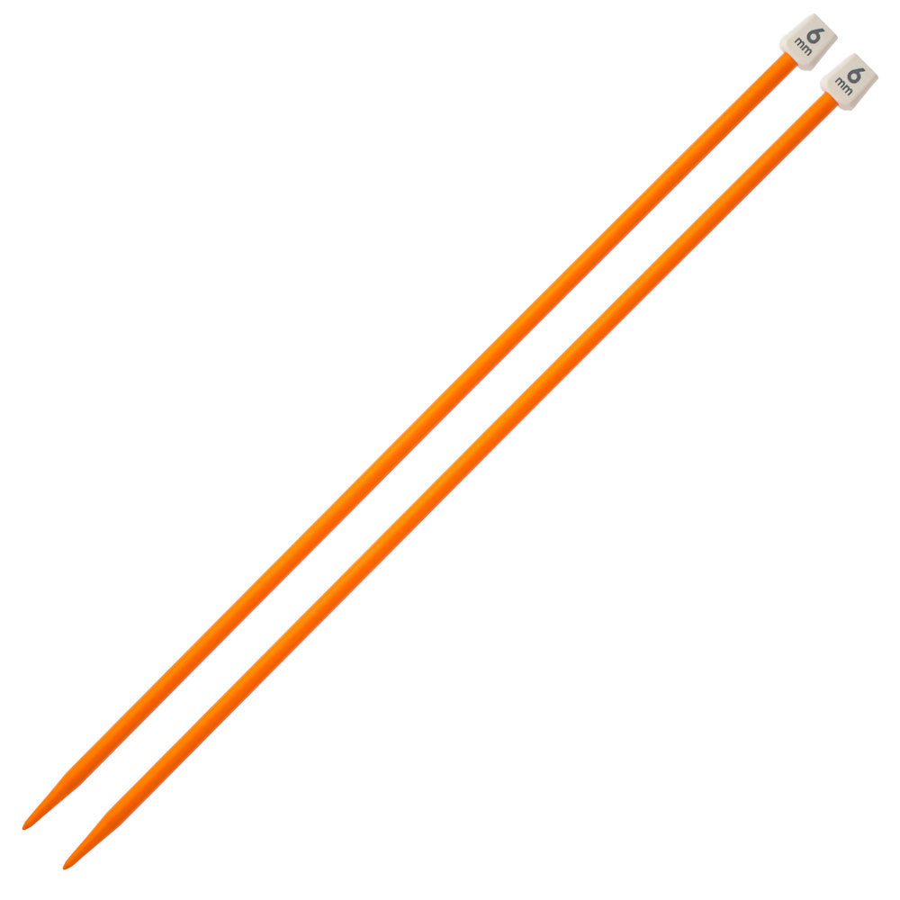 Pony Colour 6 mm 35 cm Plastic Knitting Needle, Orange - 57663