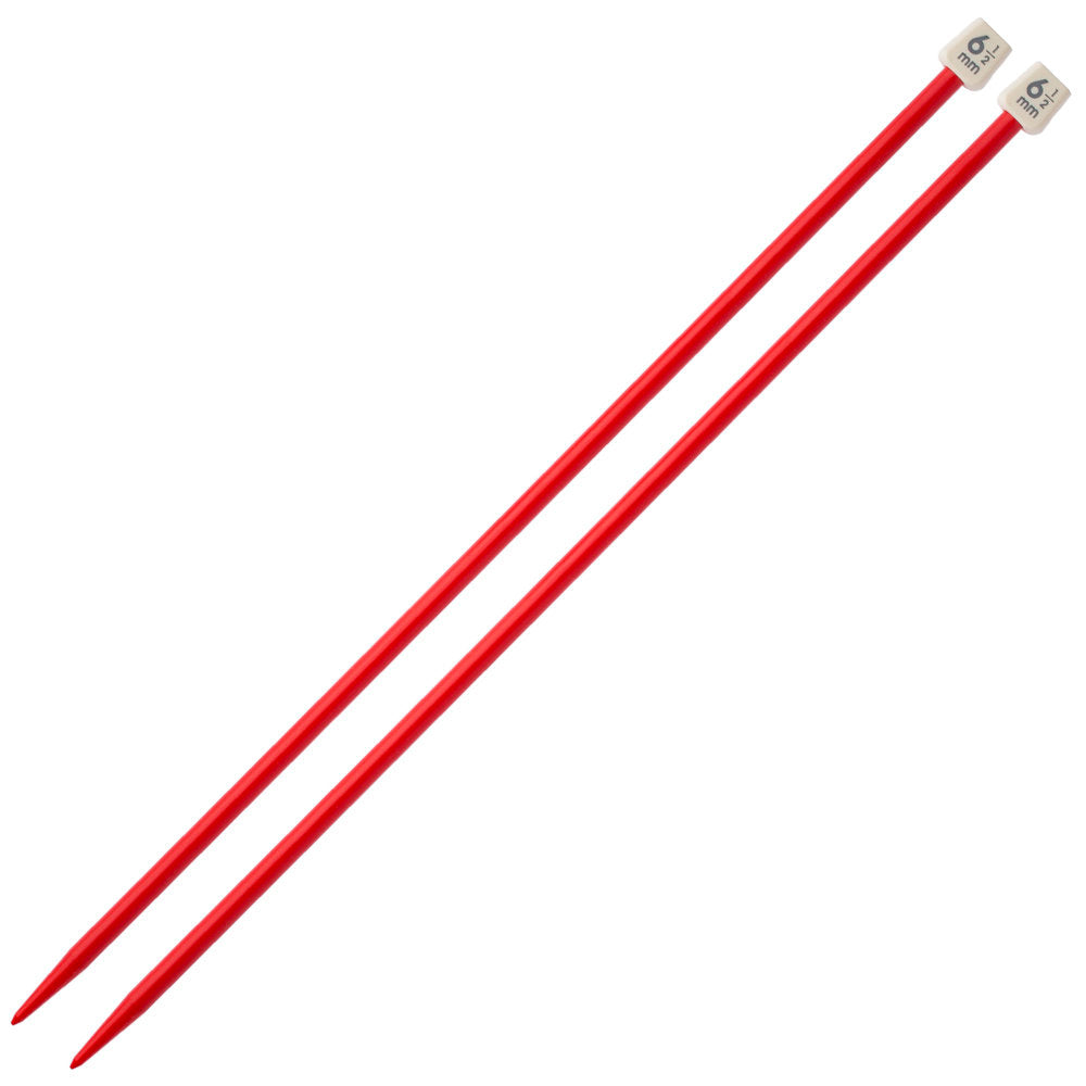 Pony Colour 6.5 mm 35 cm Plastic Knitting Needle, Red - 57664