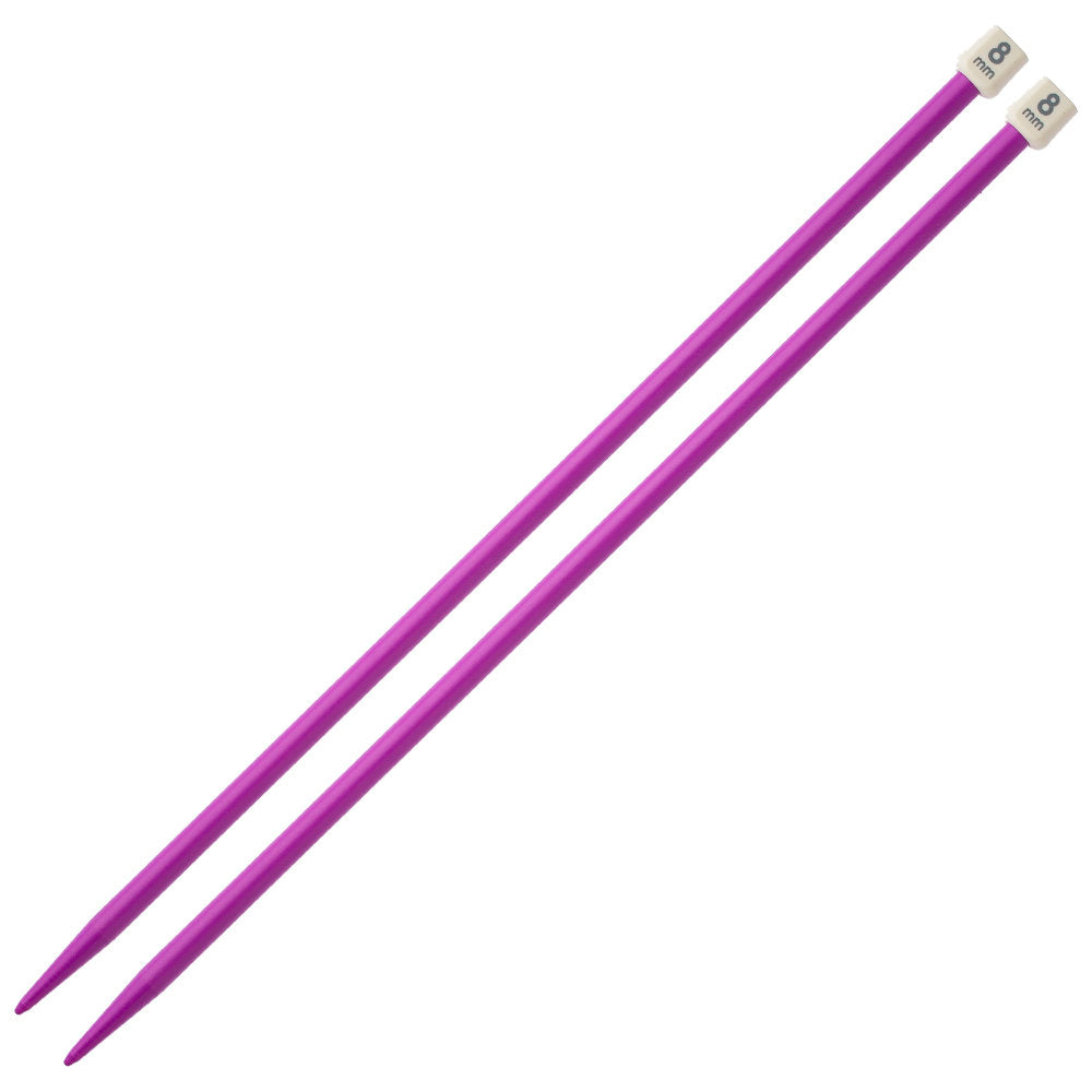 Pony Colour 8 mm 35 cm Plastic Knitting Needle, Purple - 57667