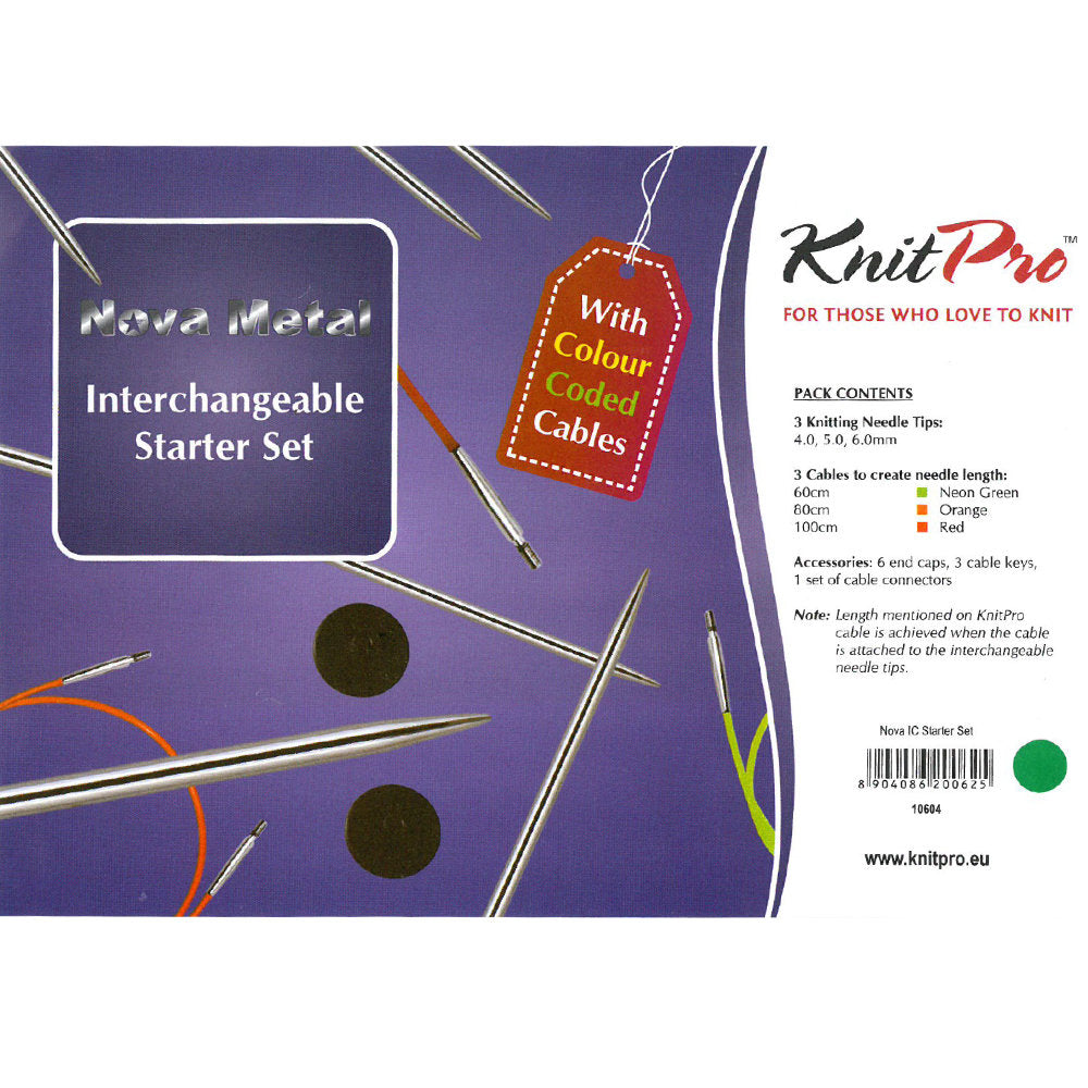 KnitPro Nova Metal Interchangeable Circular Needle Set, Starter - 10604