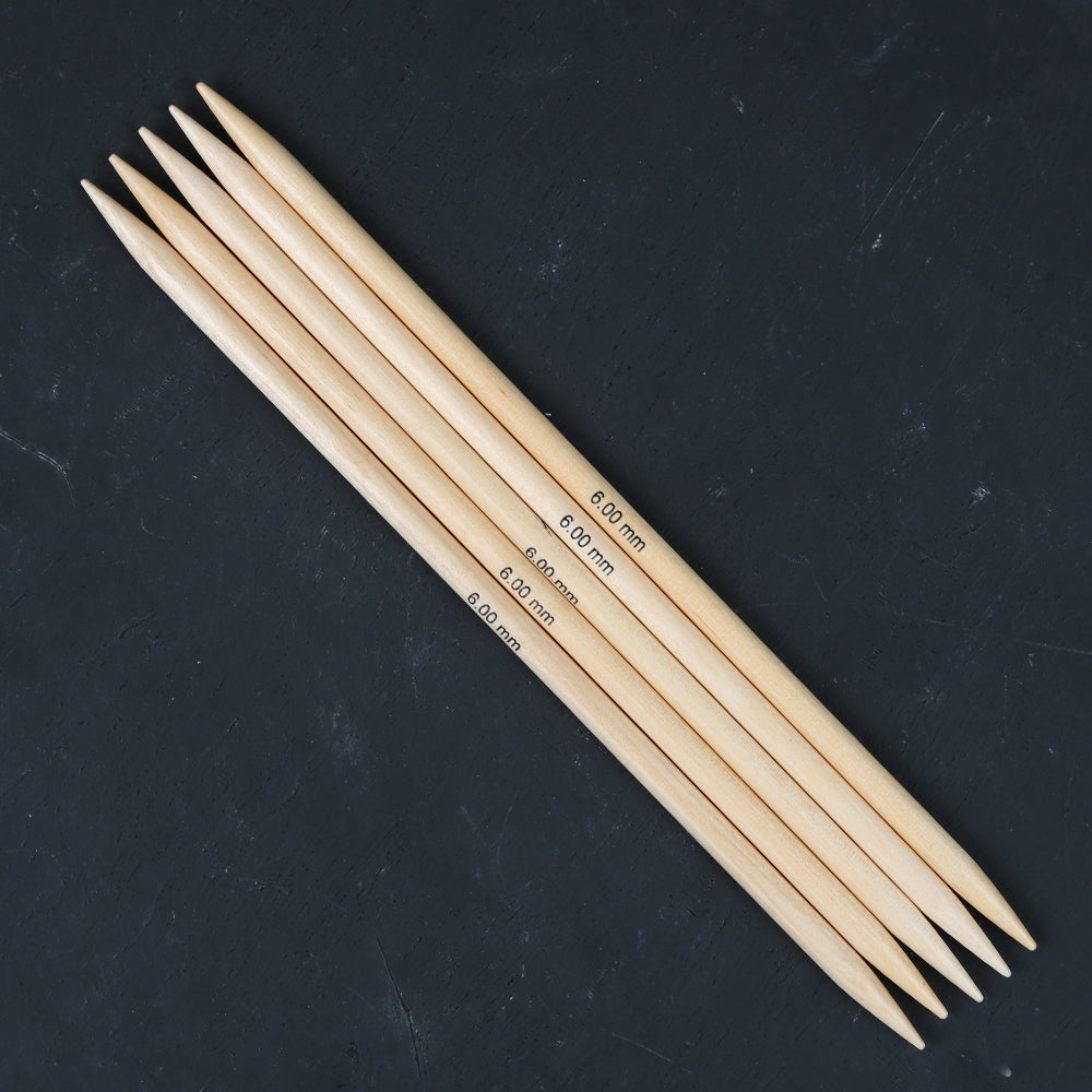 KnitPro Basix Birch 6mm 20cm Double Pointed Needles - 35121