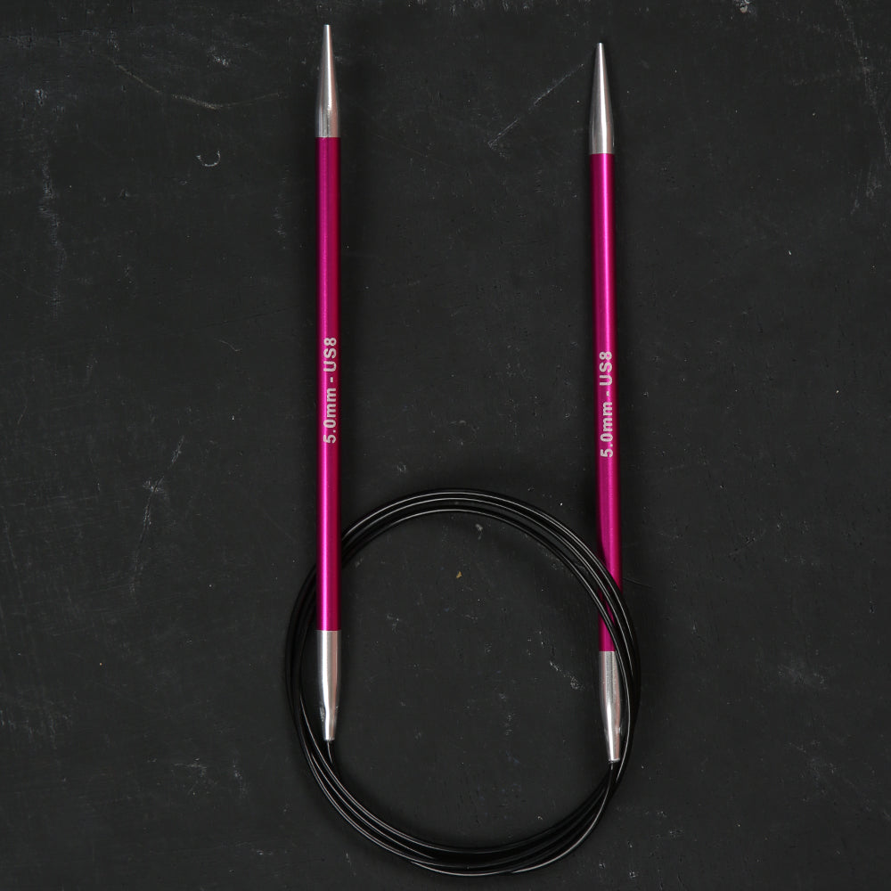 KnitPro Zing 5 Mm 100 Cm Metal Circular Needles, Ruby - 47161