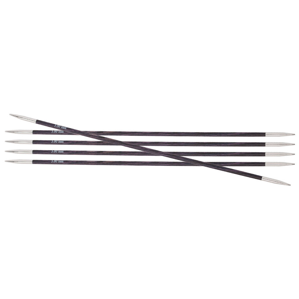 KnitPro Royale 3 mm 20 cm Wooden Double Pointed Needles, Purple Passion - 29033