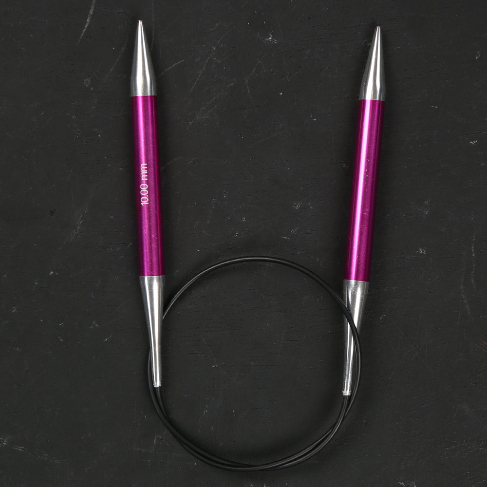 KnitPro Zing 10 mm 60 cm Metal Circular Needle, Ruby - 47108