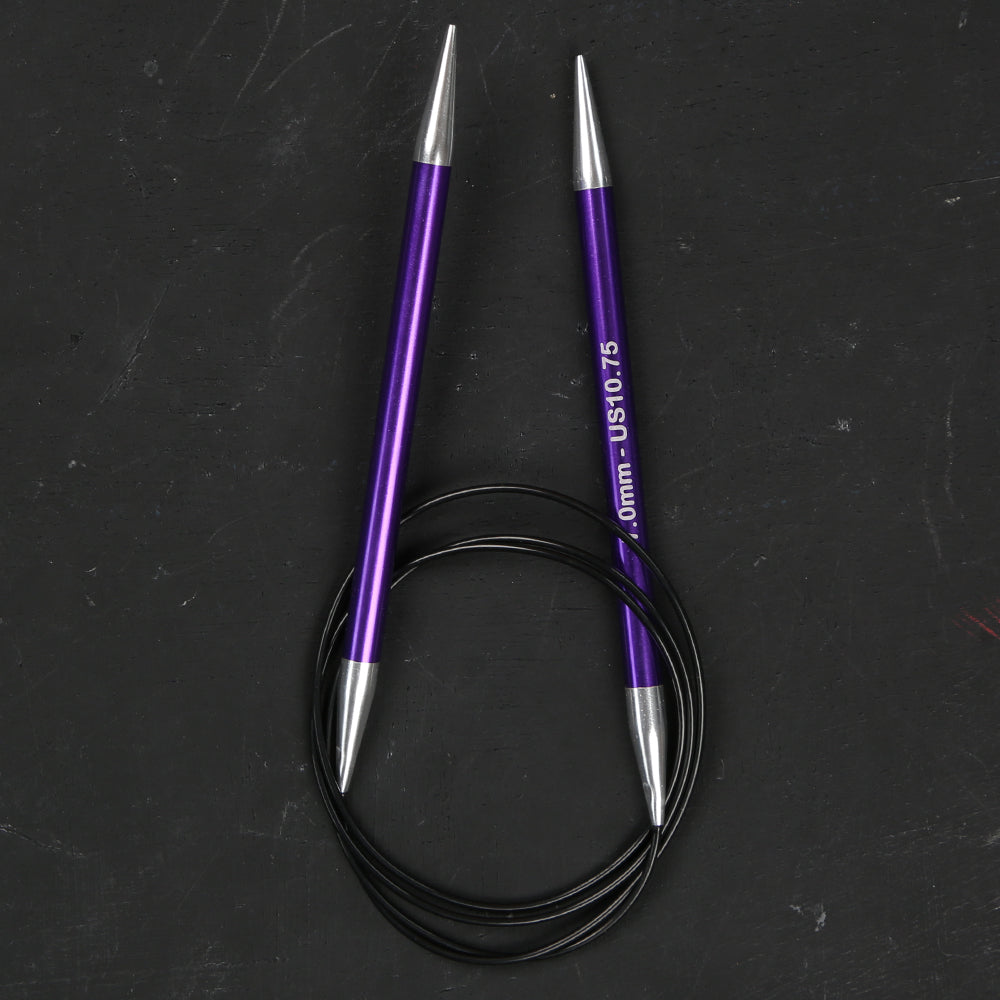 Knitpro Zing 7 Mm 100 Cm Metal Circular Needles, Amethyst - 47165