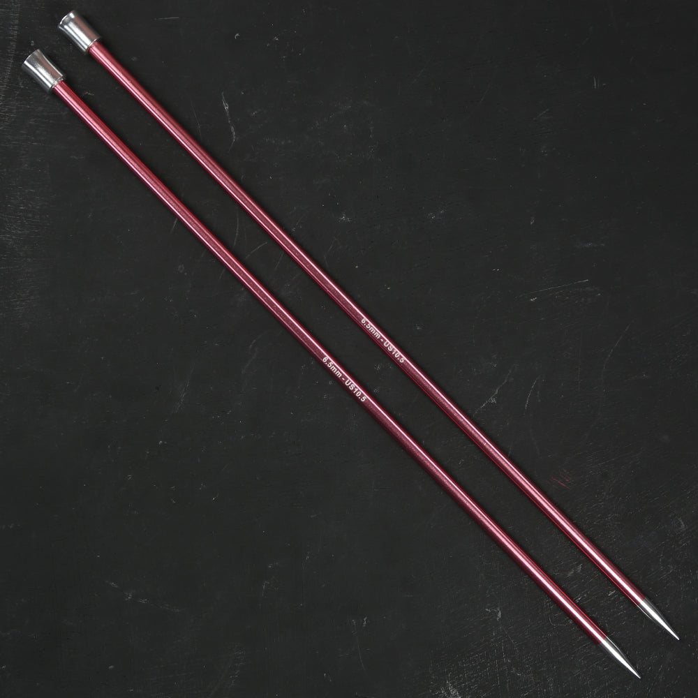 KnitPro Zing 6.5 mm 35 cm Metal Knitting Needles, Coral - 47304