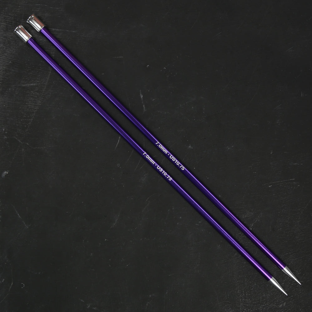 KnitPro Zing 7 mm 35 cm Metal Knitting Needles, Amethyst - 47305