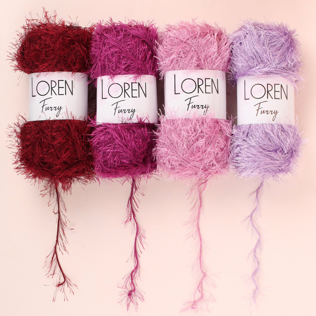 Loren Furry Knitting Yarn, Black - RF1001