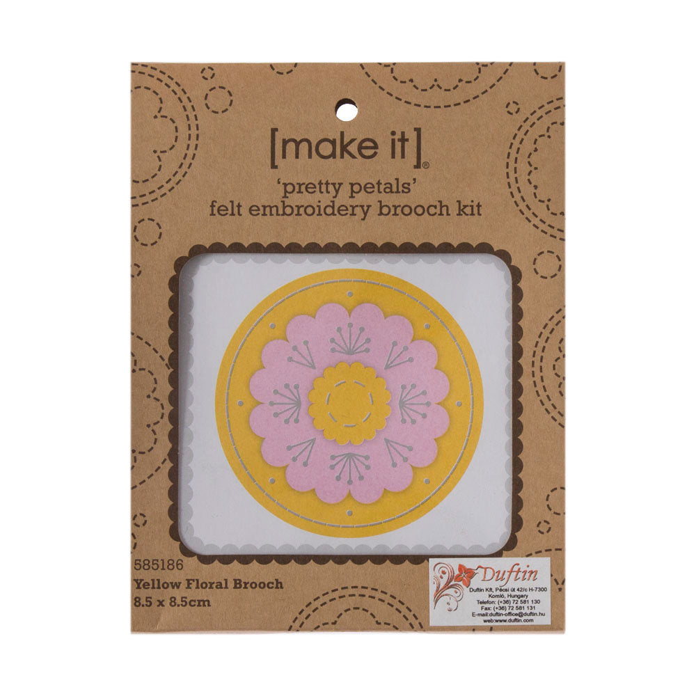 Make it 8.5x8.5 cm Brooch Felt Embroidery Kit, Yellow - 585186