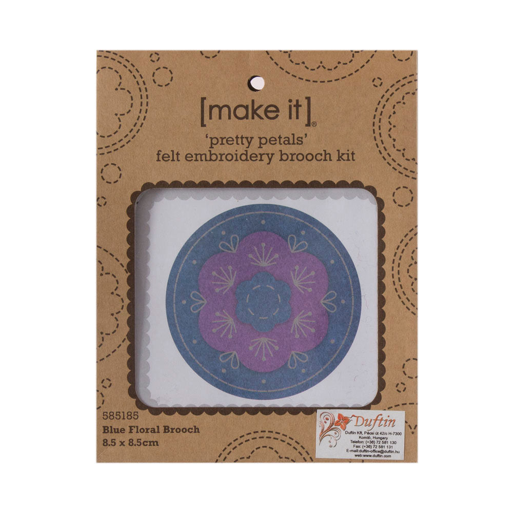 Make it 8.5x8.5 cm Brooch Felt Embroidery Kit, Petrol Blue - 585185