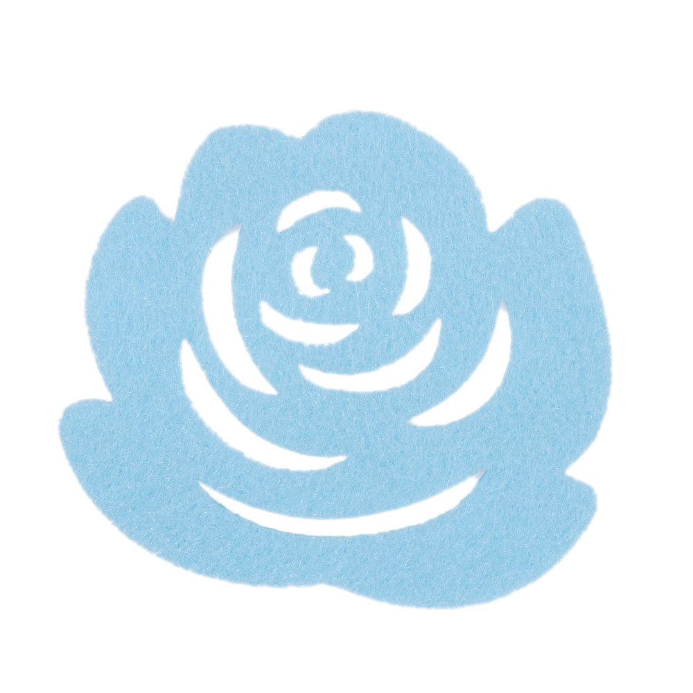 La Mia 10 Pieces Felt Rose Coaster, Light Blue - M39