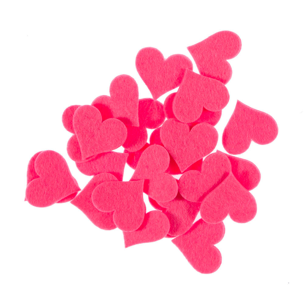 La Mia 25 Pieces Heart Shaped Felt Die Cut, Large, Neon Pink - FS309-M26