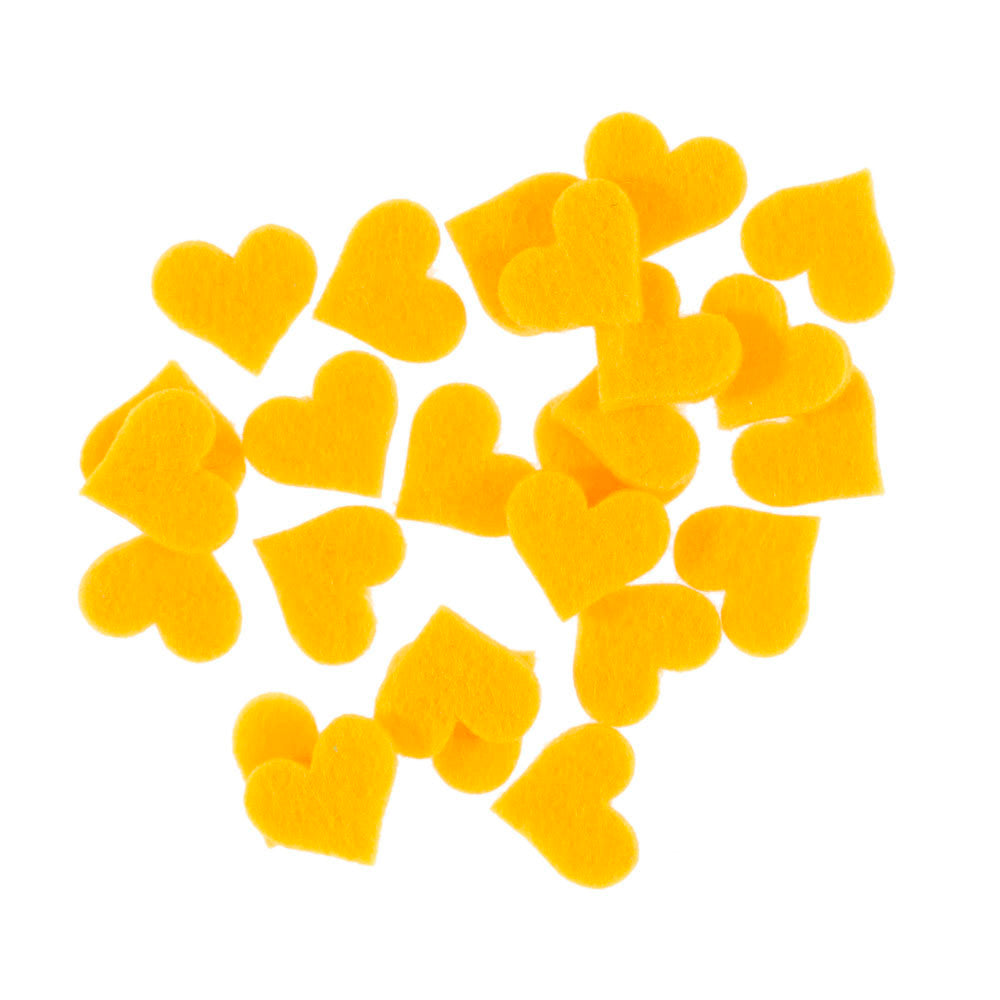 La Mia 25 Pieces Heart Shaped Felt Die Cut, Small, Yellow - FS307-M09