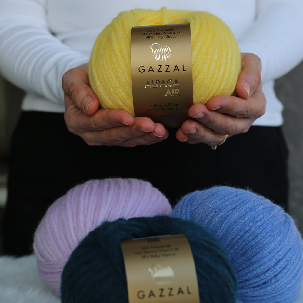 Gazzal Alpaca Air Knitting Yarn, Yellow - C:109