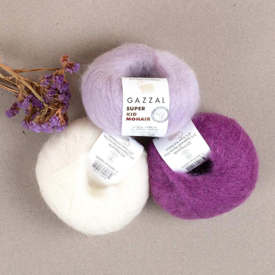 Gazzal Super Kid Mohair  25 Gr Knitting Yarn, Purple - 64410