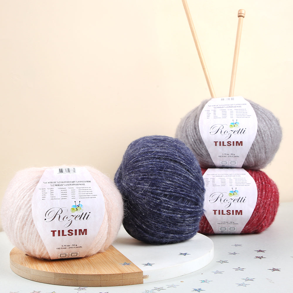 Rozetti Tılsım Glittery Hand Knitting Yarn Grey - 362-12