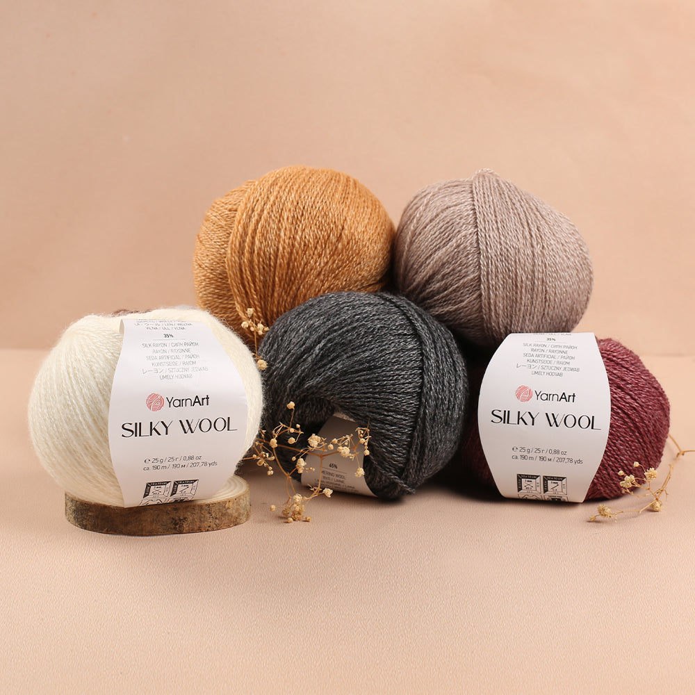 Yarnart SILK WOOL Hand Knitting Yarn, Cream - 330